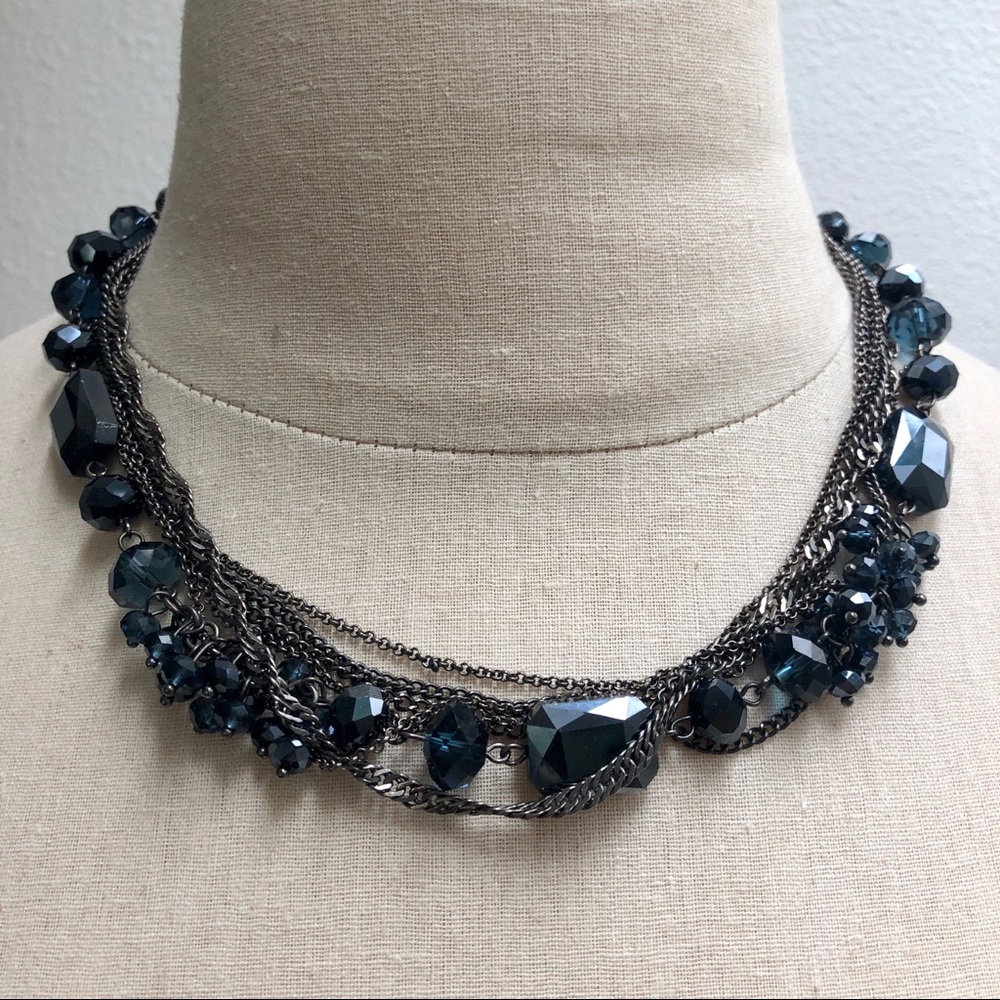 Navy Gunmetal Choker Neclace
